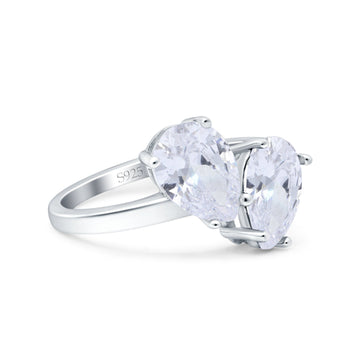 Teardrop Pear Art Deco Wedding Ring Simulated Cubic Zirconia 925 Sterling Silver